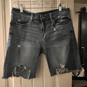 Black Label 8” Inseam Distressed Denim Shorts, size 30